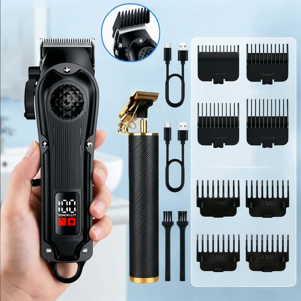 Men'S Grooming Gift Set - Professional Hair Clippers with LED Display,