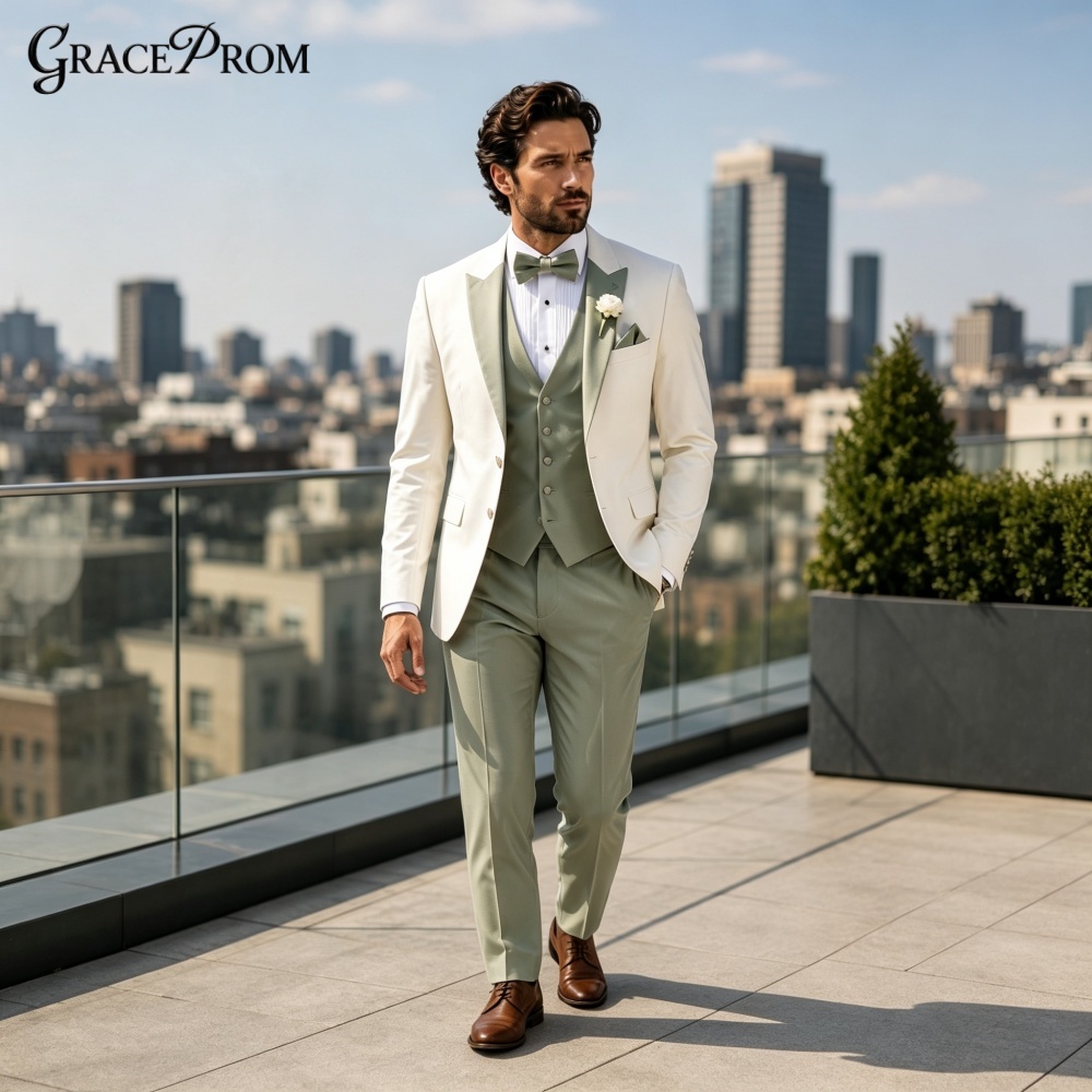 Elegant Notched Lapel Men Suit - Men'S Grooming Trends 评论和价格