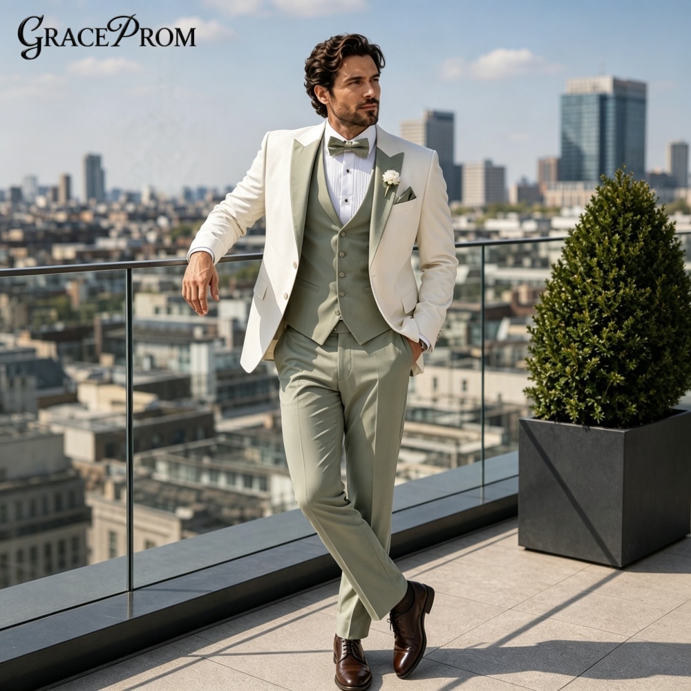 Elegant Notched Lapel Men Suit - Men'S Grooming Trends 评论和价格