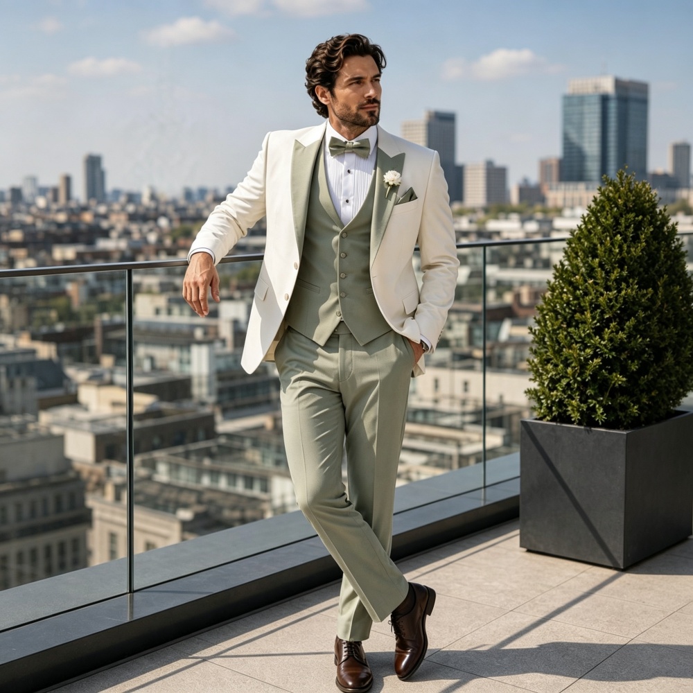 Elegant Notched Lapel Men Suit - Men'S Grooming Trends 评论和价格