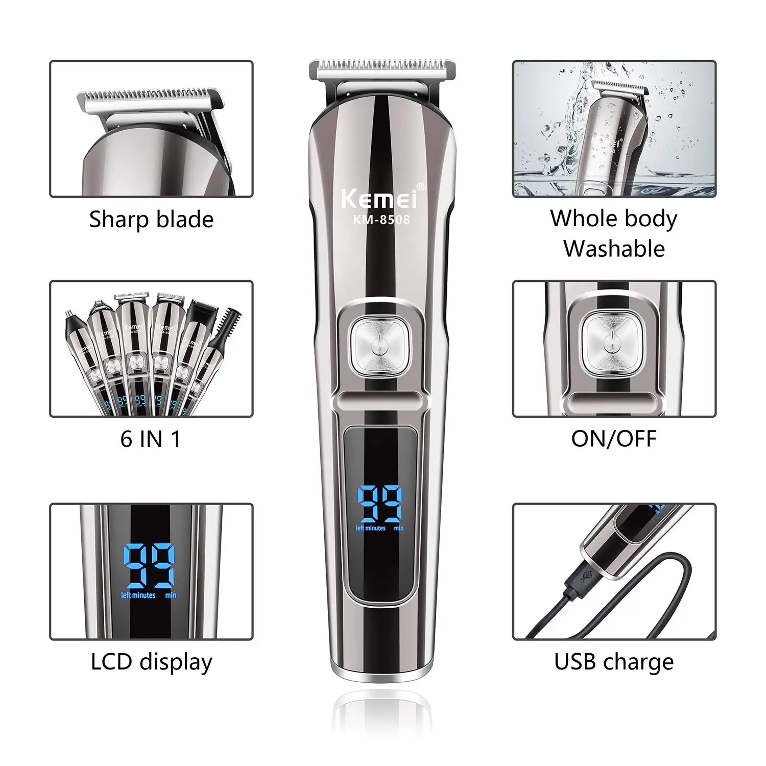 Kemei Professional Multifuncti - Men'S Grooming Electric Trimmer 评论和价格