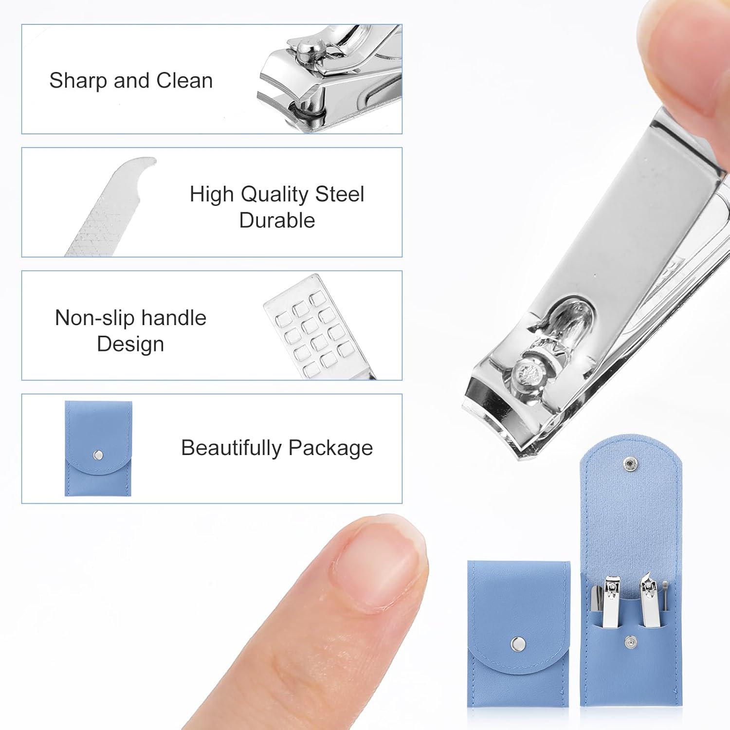 4 Pieces Nail Clipper Set, Sta - Men'S Grooming Fingernails 评论和价格